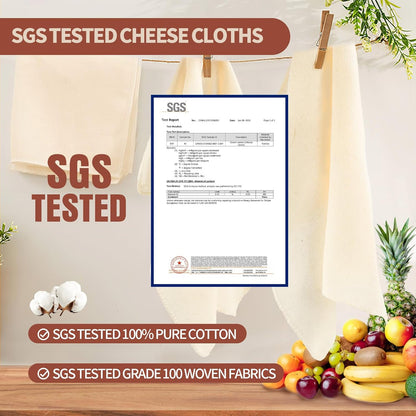 Skiennix 12Pcs Reusable Cheese Cloths - 20x20 Inch, 100% Unbleached Cotton for Straining & Baking