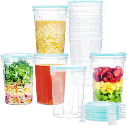 Vtopmart 32oz Freezer Storage Containers - 12 Pack Airtight Meal Prep Containers | Reusable Plastic for Lunch & Leftovers