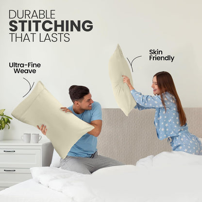 Utopia Bedding Queen Pillow Cases - Soft Brushed Microfiber - 2 Pack, Ivory | 20 x 30 Inches