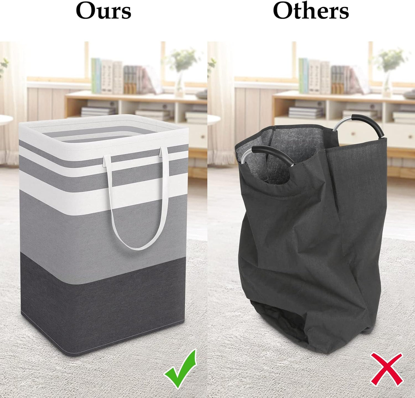 StorageRight Large Collapsible Laundry Basket - Easy Carry Handles | 75L Freestanding Hamper in Gradient Grey