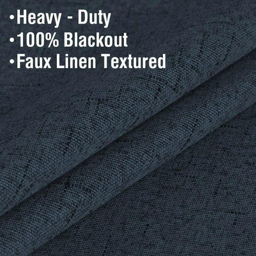 H.VERSAILTEX Primitive Linen Blackout Curtains with Burlap Fabric and White Thermal Insulated Liner, Grommet Top Curtains for Living Room/Bedroom (2 Panels, 42 x 54 Inch, Navy)