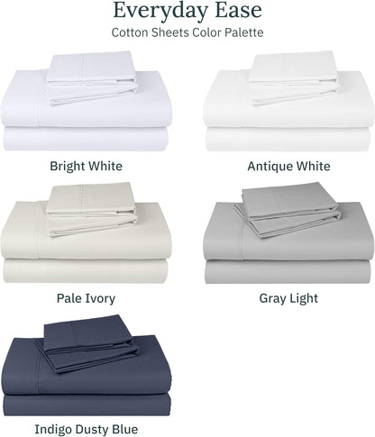 California Design Den Split King Sheet Sets - Soft 100% Cotton Sateen - Extra Soft & Cooling - Bright White (2-Pack)