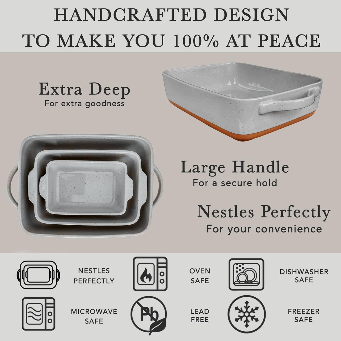 Mora 9x13in Deep Porcelain Baking Dish - Oven Safe & Freezer Friendly for Versatile Cooking