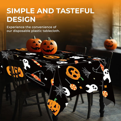 Skiennix Halloween Tablecloth - 6 Pack Rectangular Plastic Covers | 54" x 108" Spider Web Design