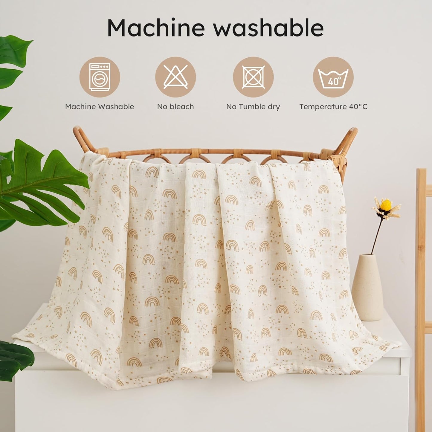 Yoofoss Organic Muslin Swaddle Blanket - Soft & Breathable 47 x 47 Inches for Newborns | Baby Essentials