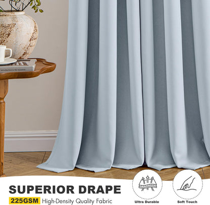 MIULEE Light Blue Blackout Curtains - Thermal Insulated Room Darkening Drapes, 84 Inches Long, 2 Panels