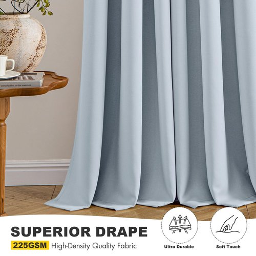 MIULEE Light Blue Blackout Curtains for Bedroom Living Room 63 Inches Long 2 Panels, Thermal Insulated Room Darkening Drapes Solid Grommet Noise Reduction Light Blocking Window Treatments 40x63 Inch