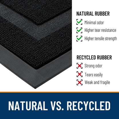 OLANLY Front Door Mat Indoor Outdoor Entrance, Waterproof All-Season, All-Weather Doormat, Sturdy Natural Rubber, Fade Resistant, Low Profile, Easy Clean Patio Porch Entryway Mat, 29.5x17, Jet Black