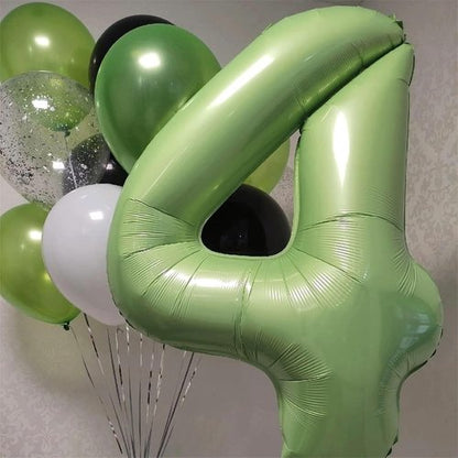 Lingqiang Sage Green Number Balloons - 40 Inch Olive Green Foil 7 & 0 | Self-Inflating 70th Birthday Decor