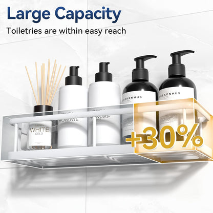 YASONIC Shower Caddy - No Drill Wall-Mounted Organizer with Removable Hooks | Rust-Proof, White, 2 Pack