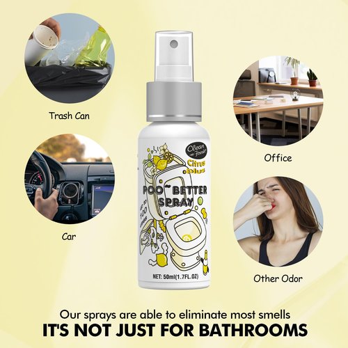 Clean-n-Fresh Toilet Spray, Variety Pack of 3 - Citrus/Lavender/Hibiscus, Bathroom & Toilet Odor Elimination, Travel Size 1.7 Fl Oz Each, Total 5.1 Fl Oz