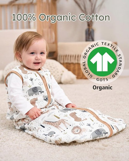 Yoofoss Baby Sleep Sack 12-18 Months, 1.5 Tog Baby Wearable Blanket with 2-Way Zipper, 100% Cotton Organic Fabric Winter Infant Sleeping Sack, Warm Soft Comfy