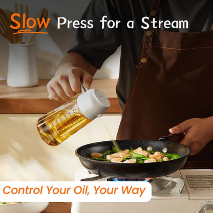 TrendPlain 16oz Glass Olive Oil Sprayer - 2-in-1 Dispenser Bottle for Cooking & BBQ - White