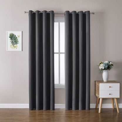 ChrisDowa Room Darkening Curtains - Thermal Insulated Blackout Panels Set (Dark Grey, 52W x 95L)