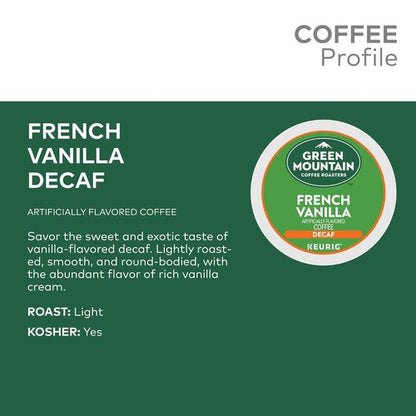 Green Mountain Coffee Roasters French Vanilla Decaf K-Cup Pods - Light Roast Coffee, 96 Count