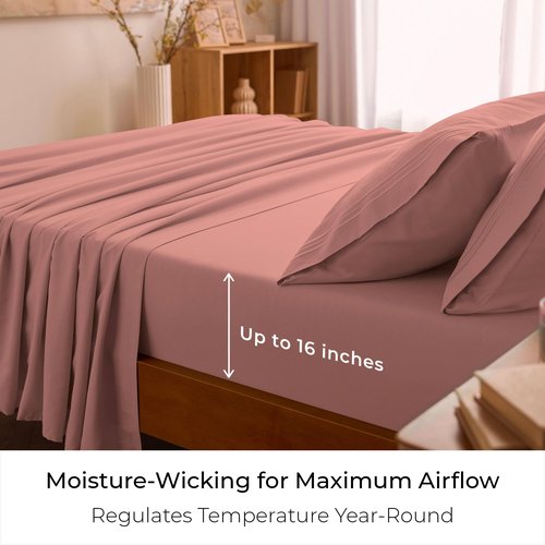 Mellanni Full Sheets Set - 4 PC Iconic Collection Bedding - Hotel Luxury, Extra Soft, Cooling Bed Sheets - Wrinkle, Fade, Stain Resistant (Full, Coral)