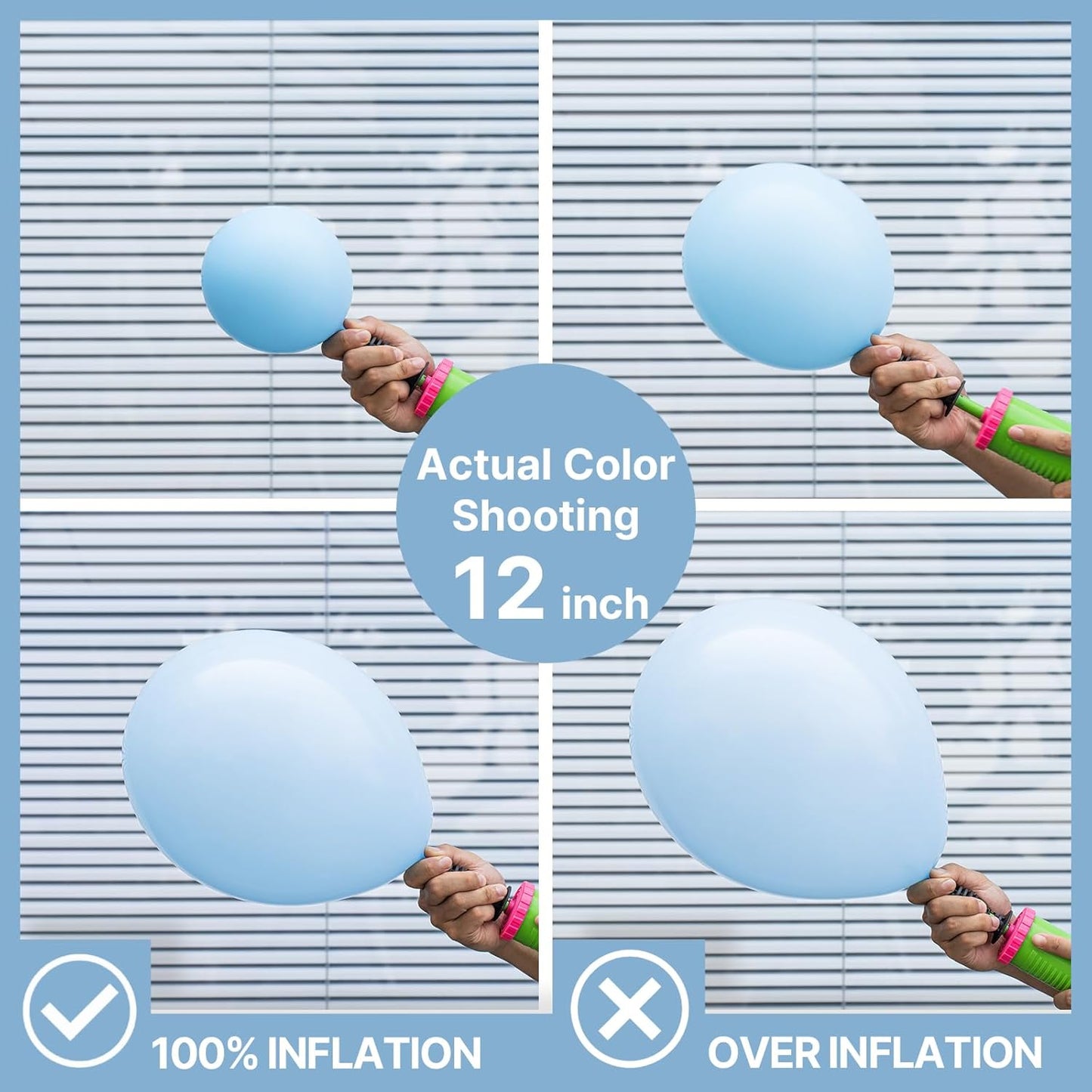 PartyWoo Baby Blue Balloons - 100 Pcs in Various Sizes for Graduation & Baby Shower Decor | Light Pastel Aqua Blue
