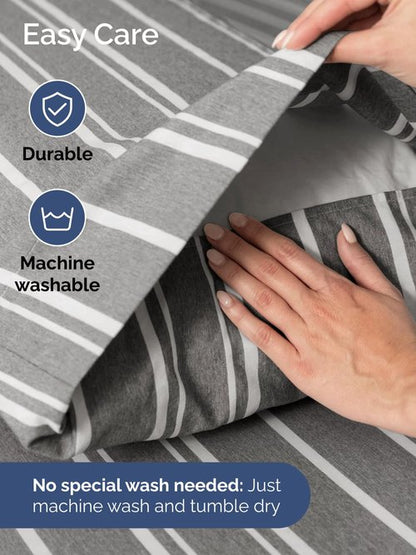 Extra Deep King Sheet Set - 6 Piece Breathable and Cooling Sheets - Hotel Luxury Bedding for Women, Men, Kids & Teens - Easy & Secure Fit - Soft and Wrinkle Free - Extra Deep Pockets - Grey Stripes