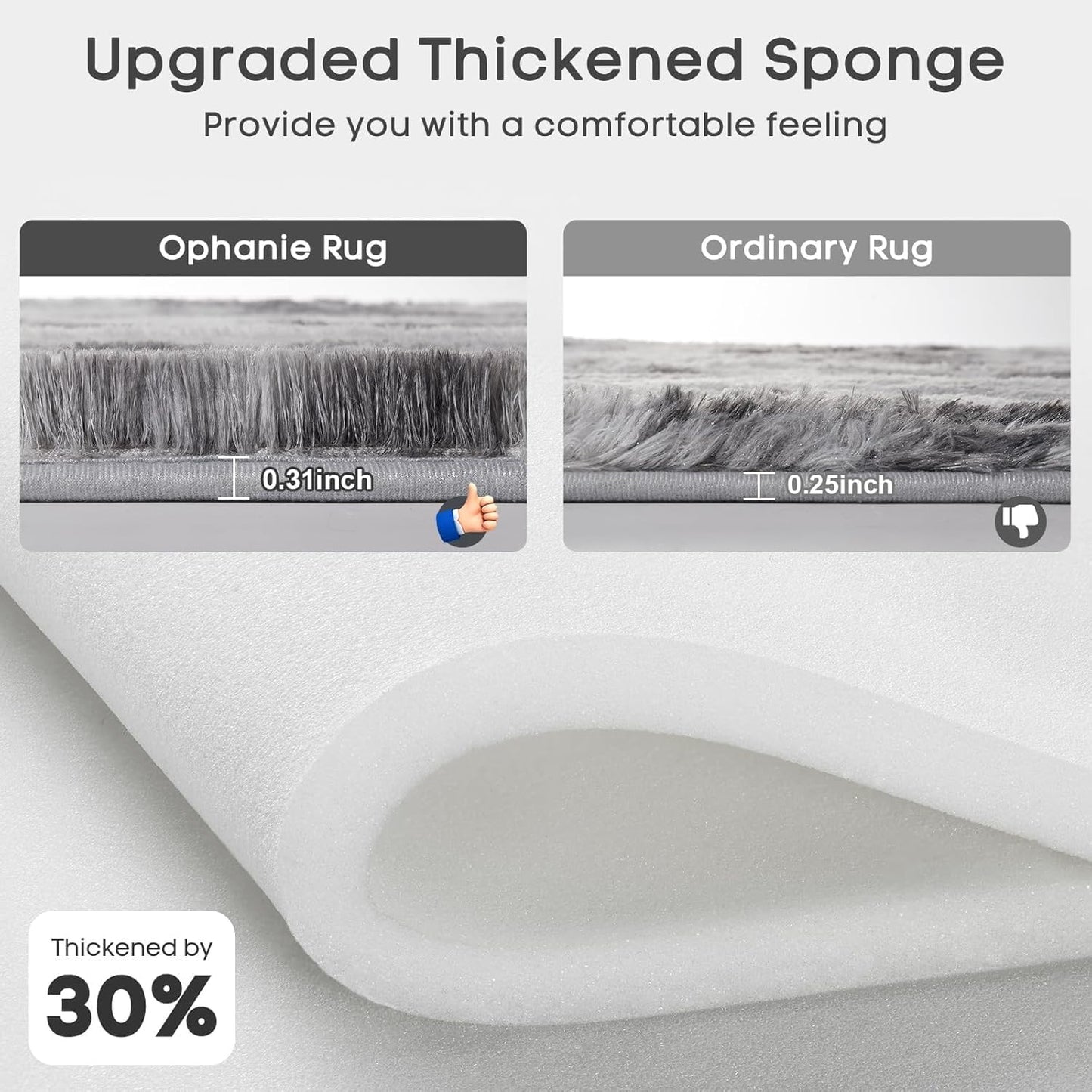 Ophanie Tie-Dyed Grey & White Area Rug - Large 8x10 Shag Carpet for Living Room & Nursery Decor
