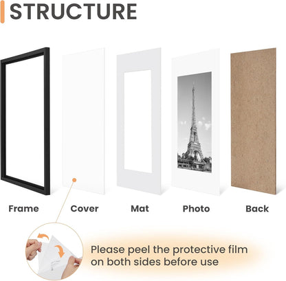 Upsimples 20x30 Picture Frame Set of 5 - Versatile Wall Gallery Frames for 16x24 or 20x30 Photos | Black
