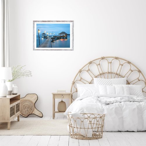 JCJMY 12x16 Picture Frame Rustic White with 11x14 Mat, Display Photo 11x14 with Mat or 12 x 16 Without Mat, Wall Hanging Large Frame with Plexiglass, Rustic White
