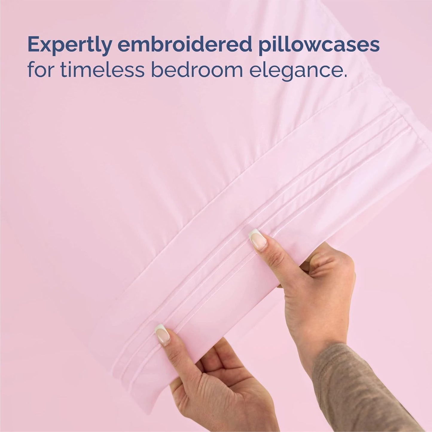 Queen Size 4-Piece Sheet Set | Skiennix Comfy Cooling Bed Sheets - Soft, Wrinkle-Free Luxury - Light Pink