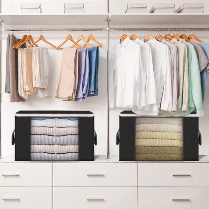 Skiennix Large Storage Bags - 6 Pack Foldable Closet Organizers with Durable Handles | 90L Black