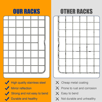Skiennix Cooling Racks - Heavy Duty Stainless Steel Wire Racks for Baking & Grilling | 10" x 15" - Oven & Dishwasher Safe