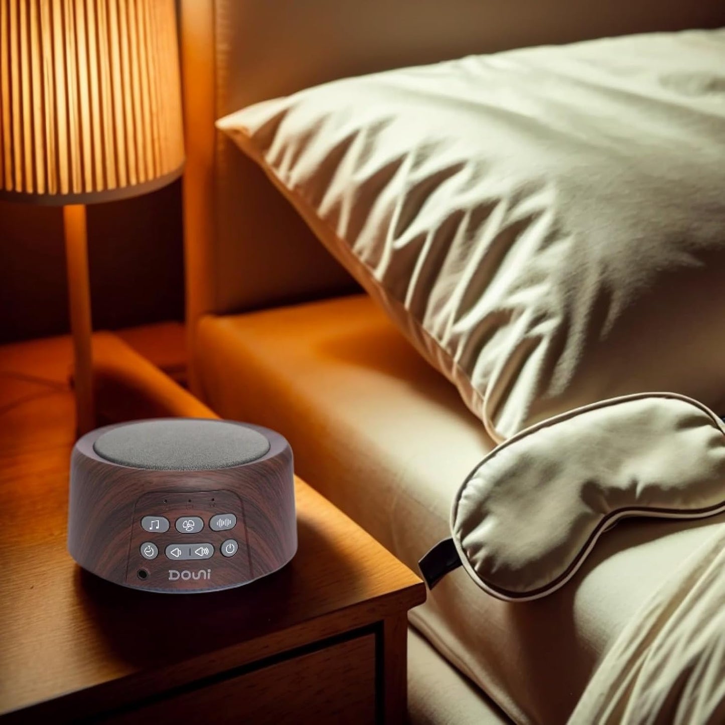 White Noise Machine - Soothing Sleep Sound Therapy with Timer & Memory Function | Brown Wood Grain