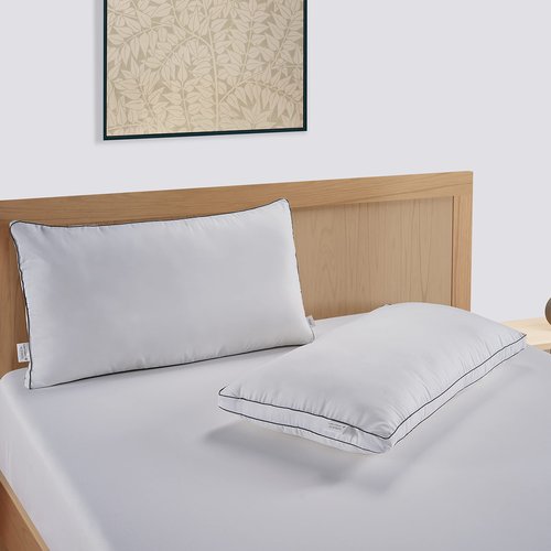 LANE LINEN Bed Pillows Queen Size Set of 2 - Medium Soft Support Gusseted Queen Pillows, Down Alternative Sleeping Pillow for Side Sleepers, Machine Washable, Comfortable for Restful Sleep - White