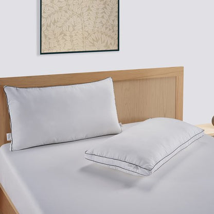 LANE LINEN Bed Pillows Queen Size Set of 2 - Medium Soft Support Gusseted Queen Pillows, Down Alternative Sleeping Pillow for Side Sleepers, Machine Washable, Comfortable for Restful Sleep - White