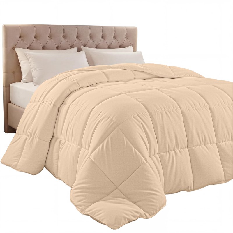 Utopia Bedding Twin Comforter Duvet Insert, Quilted Beige Comforter with Corner Tabs, Box Stitched Down Alternative Comforters Twin Size 64 x 88 inches