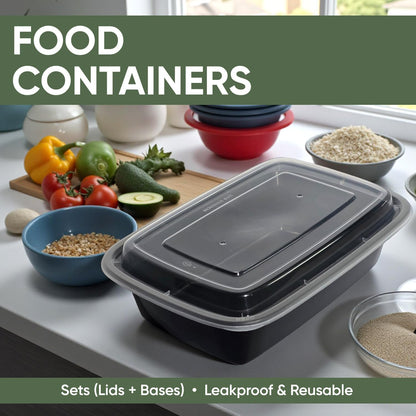 Skiennix 32 oz Meal Prep Containers - 50 Pack Reusable, BPA-Free, Leakproof & Stackable | Microwave & Dishwasher Safe