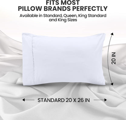 Utopia Bedding Standard Pillow Cases - Soft Brushed Microfiber - 2 Pack, Fade Resistant | 20 X 26 Inches, White