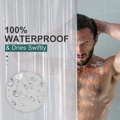 AmazerBath Plastic Shower Curtain Clear Premium PEVA, Clear Shower Curtain Heavy Duty 8G, Weighted Shower Curtains for Bathroom Accessories with 3 Big Stones and 12 Rustproof Grommets, 72x72 Inches