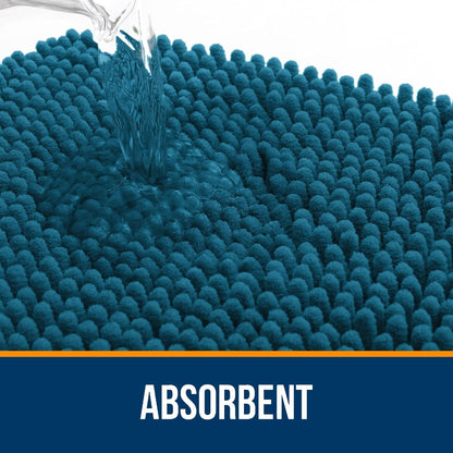 OLANLY Bathroom Rugs - Extra Soft Chenille Bath Mats | Quick-Dry, Machine Washable, 59x20, Peacock Blue