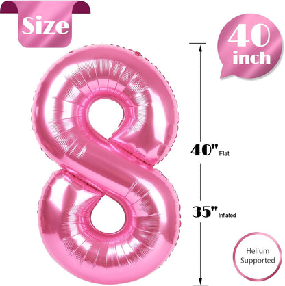 Regine Switzerland Pink Number 8 Balloon - 40 Inch Birthday Decoration for Girls
