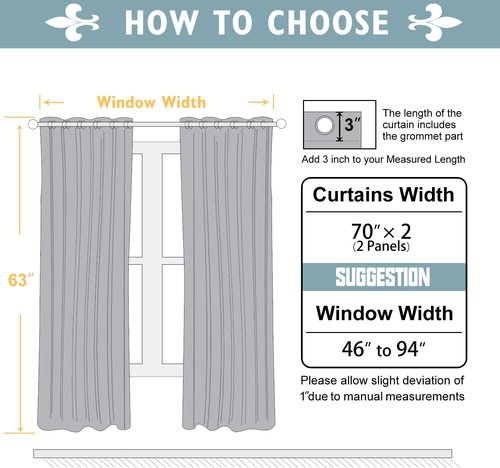ChrisDowa Blackout Curtains - Extra Wide Thermal Insulated Grommet Panels for Bedroom | Light Grey, 70 x 63 Inch