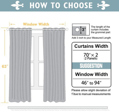 ChrisDowa Blackout Curtains - Extra Wide Thermal Insulated Grommet Panels for Bedroom | Light Grey, 70 x 63 Inch