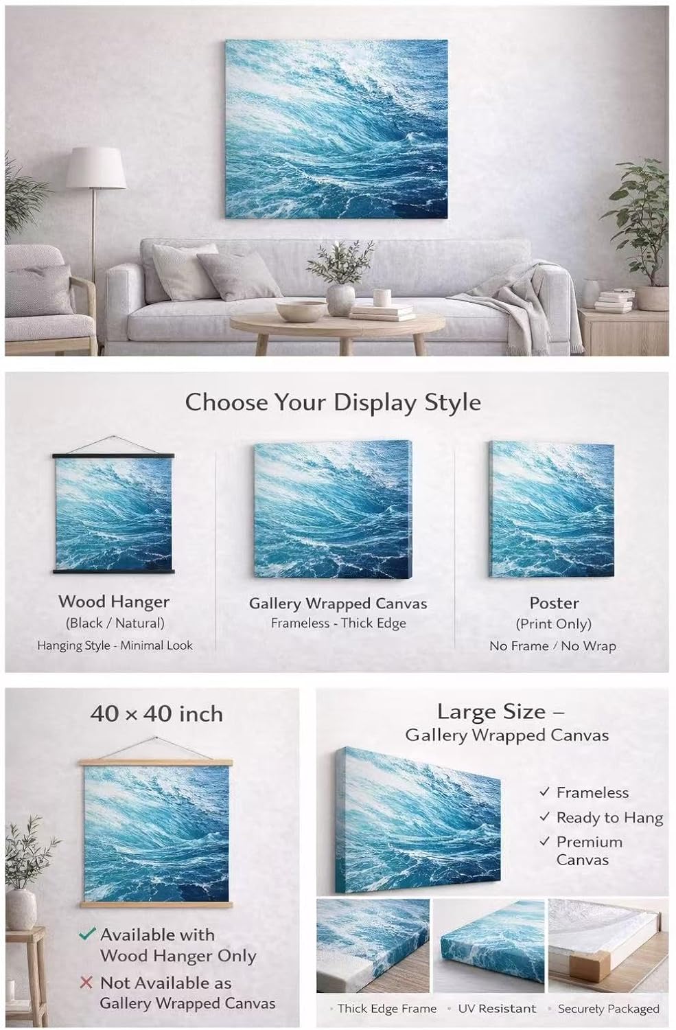 ZXDZSM Custom Canvas Prints - Personalized Photo Upload | 16" x 20" Size for Unique Decor