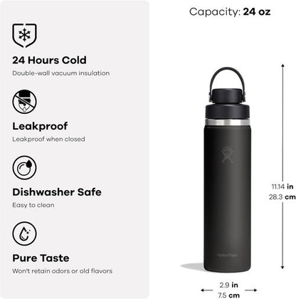 Hydro Flask Water Bottle - Insulated Stainless Steel with Wide Mouth Flex Chug Lid | 24 Oz Harbor Blue