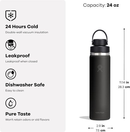 Hydro Flask Water Bottle - Insulated Stainless Steel with Wide Mouth Flex Chug Lid | 24 Oz Shale Gray