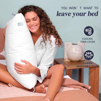Skiennix Cooling Adjustable Pillows - Luxury Queen Size Set of 4 for Side Sleepers | Soft & Firm Comfort