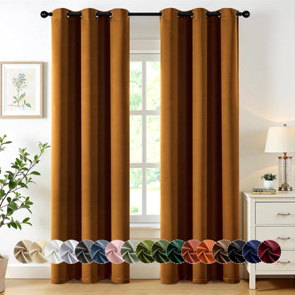 MIULEE Blackout Curtains - Thermal Insulated Room Darkening Drapes | 84 Inches Long, Gold Brown, 2 Panels