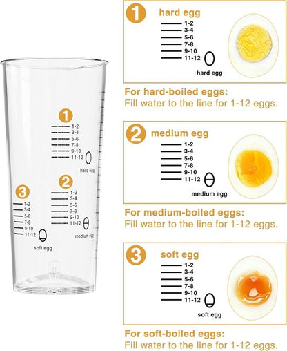Evoloop Electric Egg Cooker - Rapid 12 Egg Capacity for Soft, Medium, Hard Boiled & Poached Eggs | BPA Free