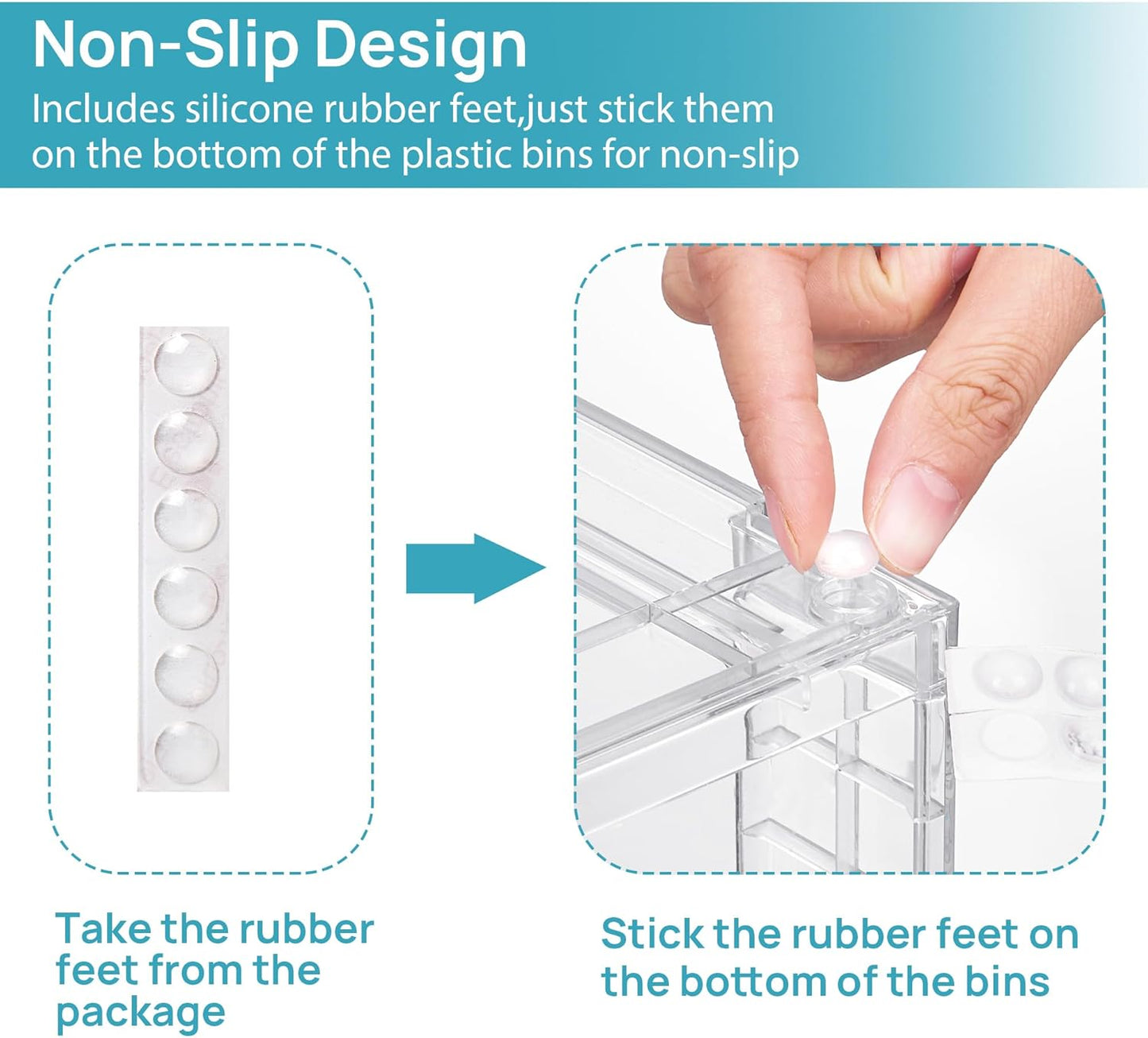 Vtopmart Clear Stackable Storage Drawers - Easy Assembly Organizers for Kitchen, Bathroom & Pantry | 4 Pack
