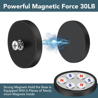 N52 Magnetic Hooks by [Brand Name] - 30lbs Capacity | 4 Rubber Coated Anti-Scratch Mounting Magnets