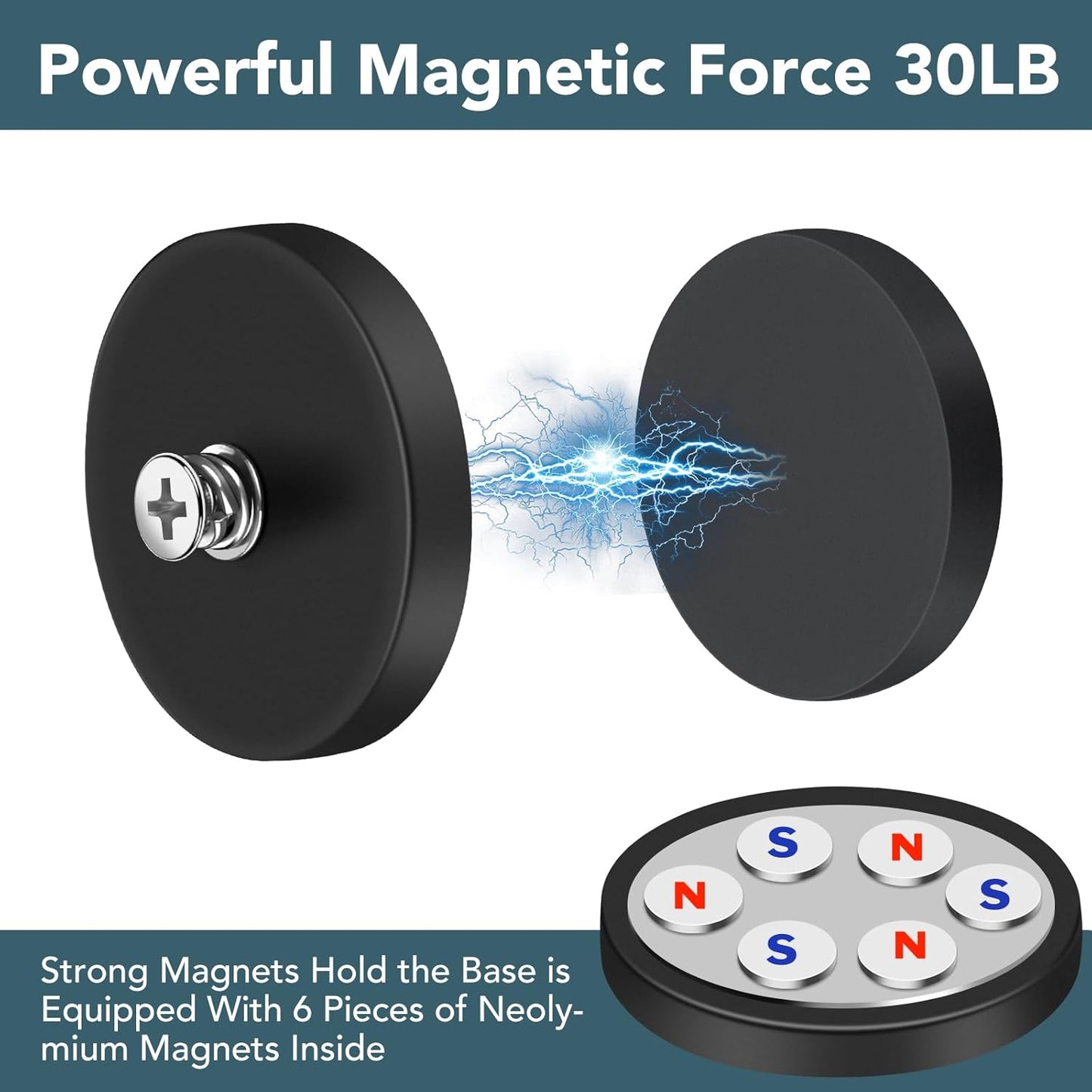 DIYMAG 4Pcs Neodymium Mounting Magnets - 30LBS Adhesive Power with M5 Threaded Studs | Anti-Scratch, 1.69 Inch