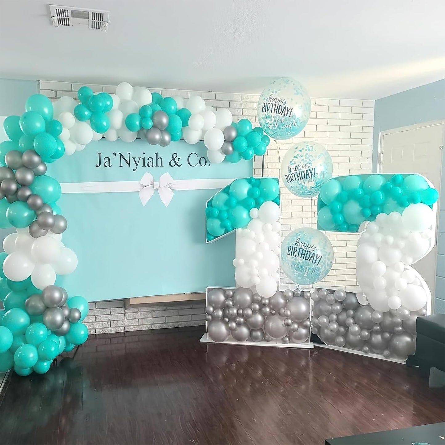 PartyWoo Teal Balloons - 100 Pcs Assorted Sizes (5" to 36") for Stunning Balloon Garlands & Arches