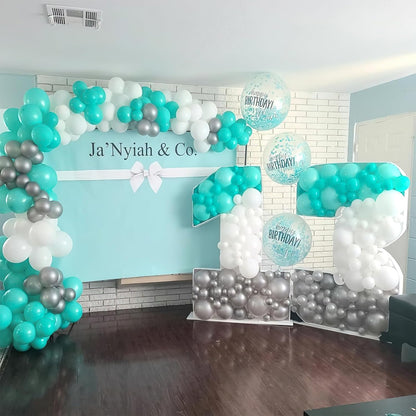 PartyWoo Teal Balloon Arch Kit - 140pcs in 5, 10, 12 Inch Sizes for Baby Showers, Graduations & More